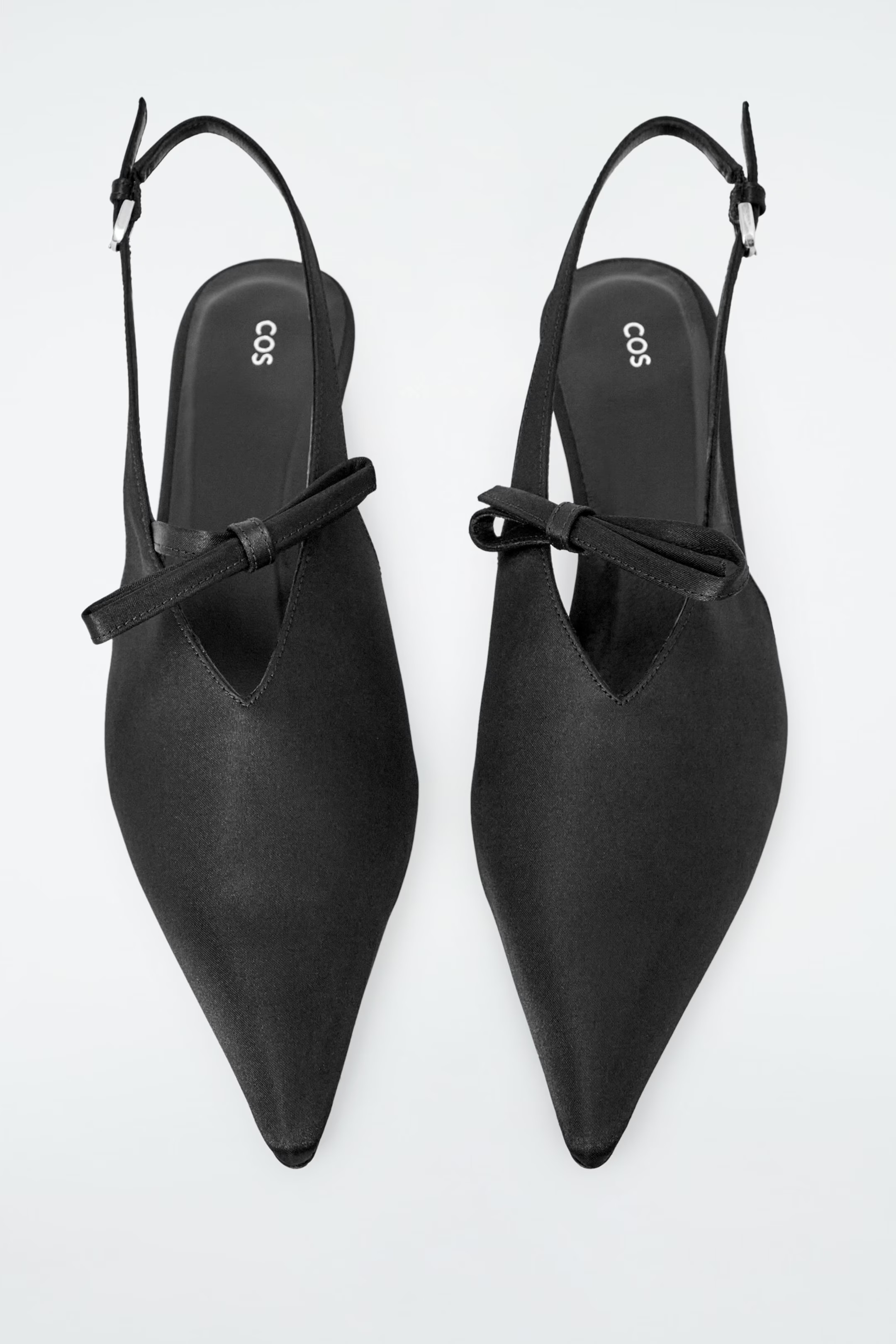 BOW-DETAIL POINTED SATIN SLINGBACK PUMPS - BLACK | COS (EU)