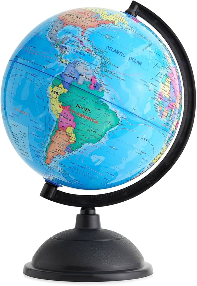 Rotating World Globe with Stand for Kids Learning, 8-inch Spinning Earth Globe for Classroom Geog... | Amazon (US)