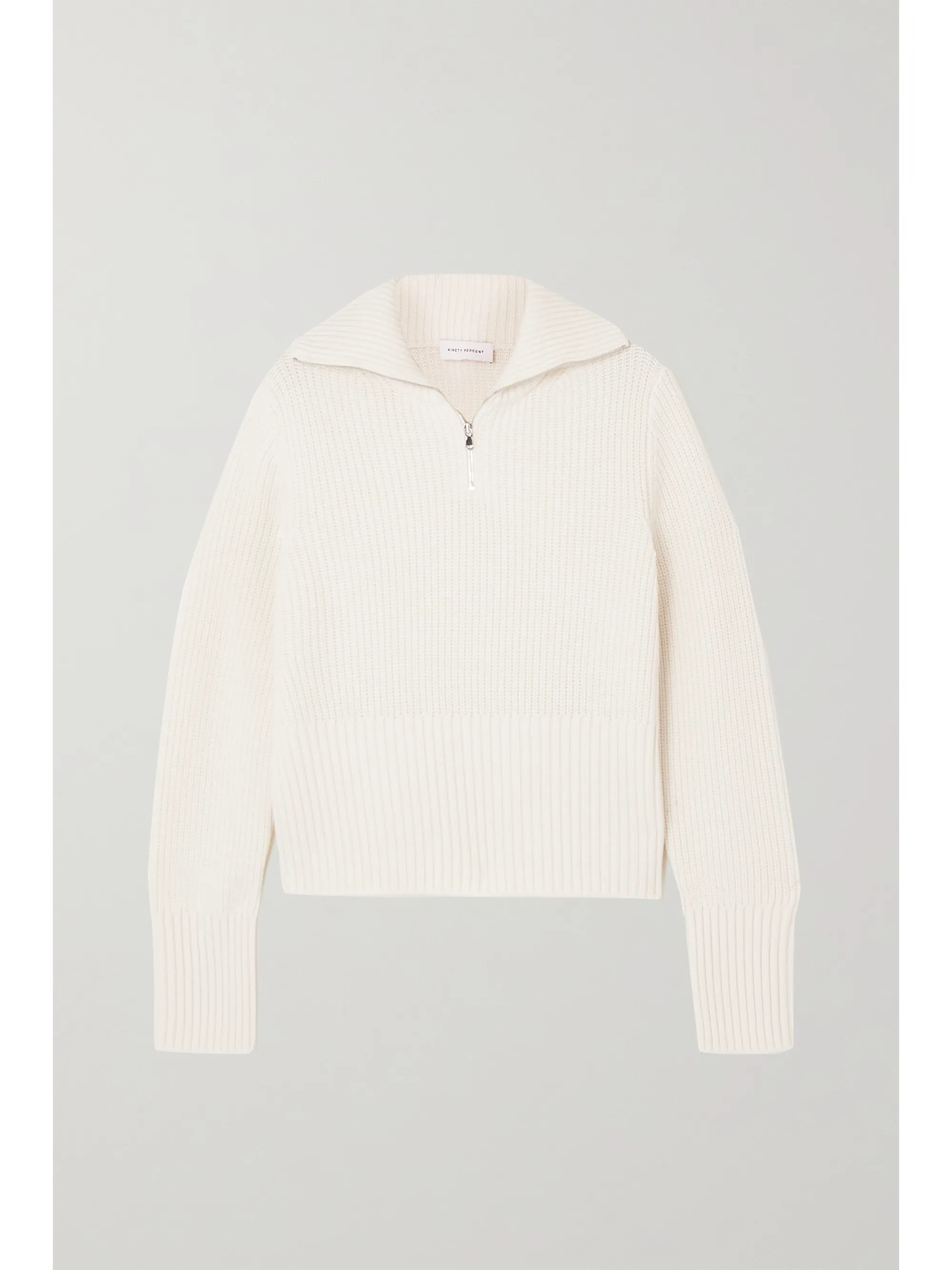 White + NET SUSTAIN ribbed organic merino wool sweater | Ninety Percent | NET-A-PORTER | NET-A-PORTER (UK & EU)