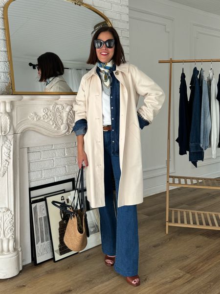 Paris in spring outfit inspiration 
Sèzane Clyde Trench/I sized down 2
Sèzane Denim shirt
Vintage Tee/wearing medium 
Market Bag
Flare denim 

#LTKSeasonal #LTKstyletip #LTKover40