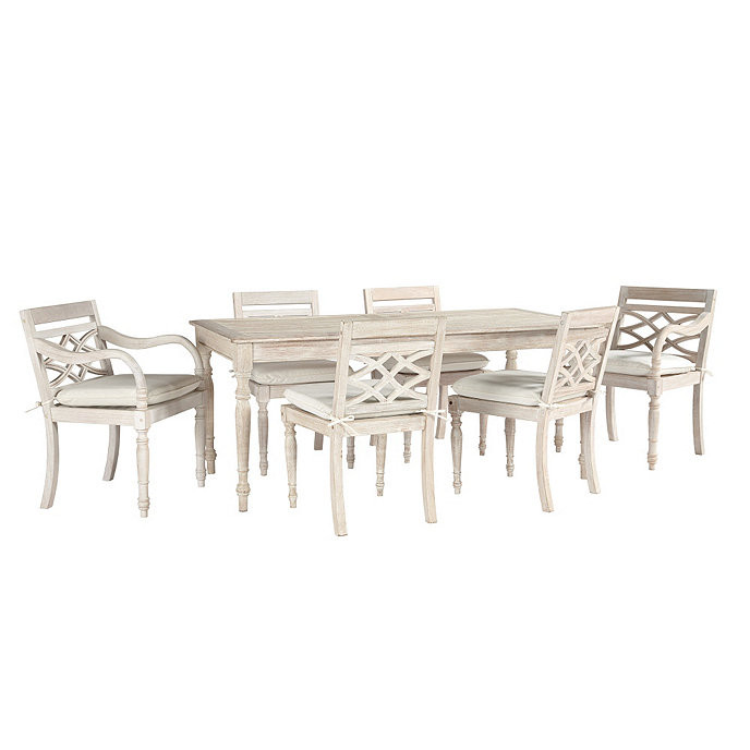 Ceylon Whitewash 7-Piece Rectangular Dining Set with Cushions | Ballard Designs, Inc.