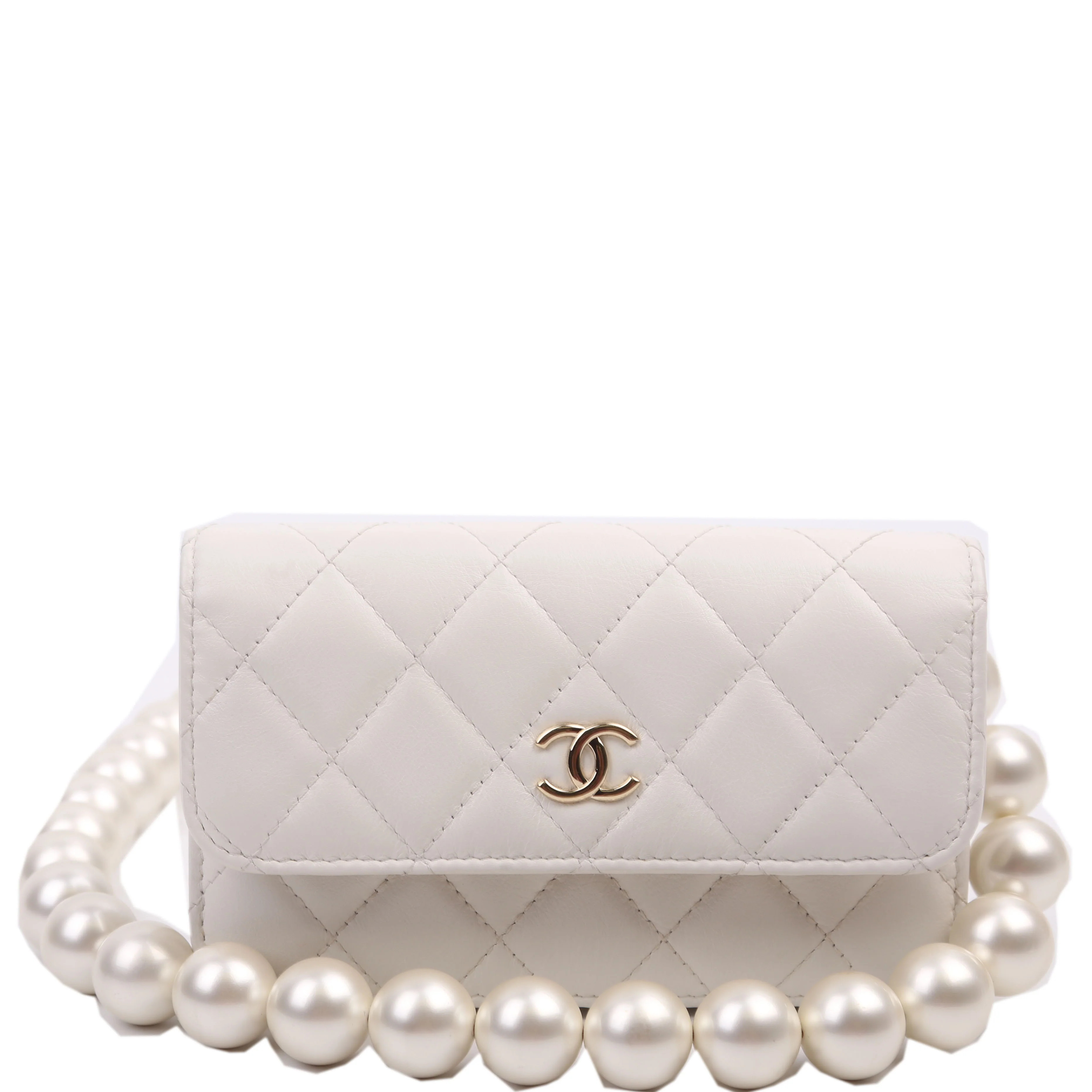 Maxi Pearls WOC Lambskin 30M White | Keeks Designer Handbags