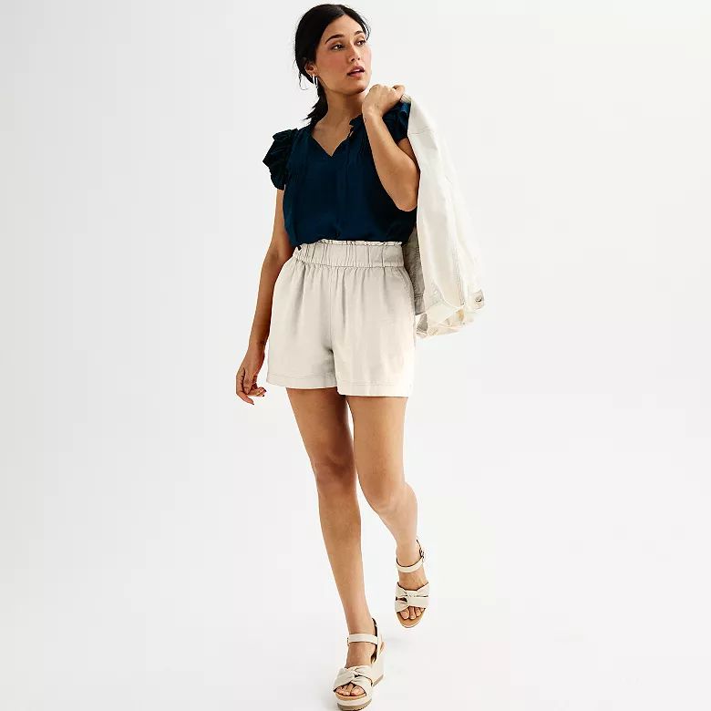 Women's Sonoma Goods For Life® Femme Tie-Neck Flutter Sleeve Shirt | Kohl's