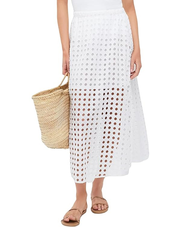 Womens Casual Cotton Long Eyelet Maxi Skirt A Line Hollow Out High Waist Summer Beach Skirt with ... | Amazon (US)
