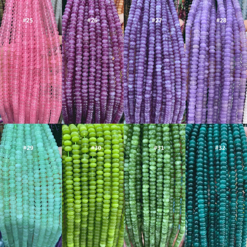 5*8mm Colored Jade Rondelle Beads, Cute Beads, Smooth Beads, Loose Beads, Full Strand, DIY Jewelr... | Etsy (Global)