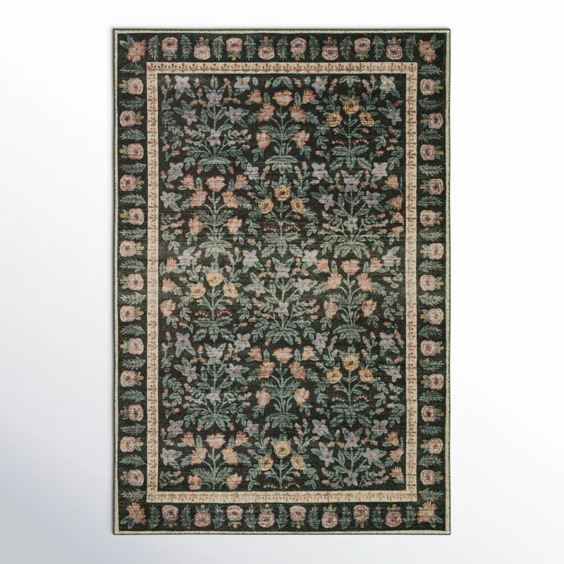 Rifle Paper Co. x Loloi Eden Mughal Garden Black Rug feat. CloudPile | Birch Lane