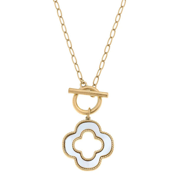 Sadie Clover T-Bar Necklace in Mother of Pearl | CANVAS