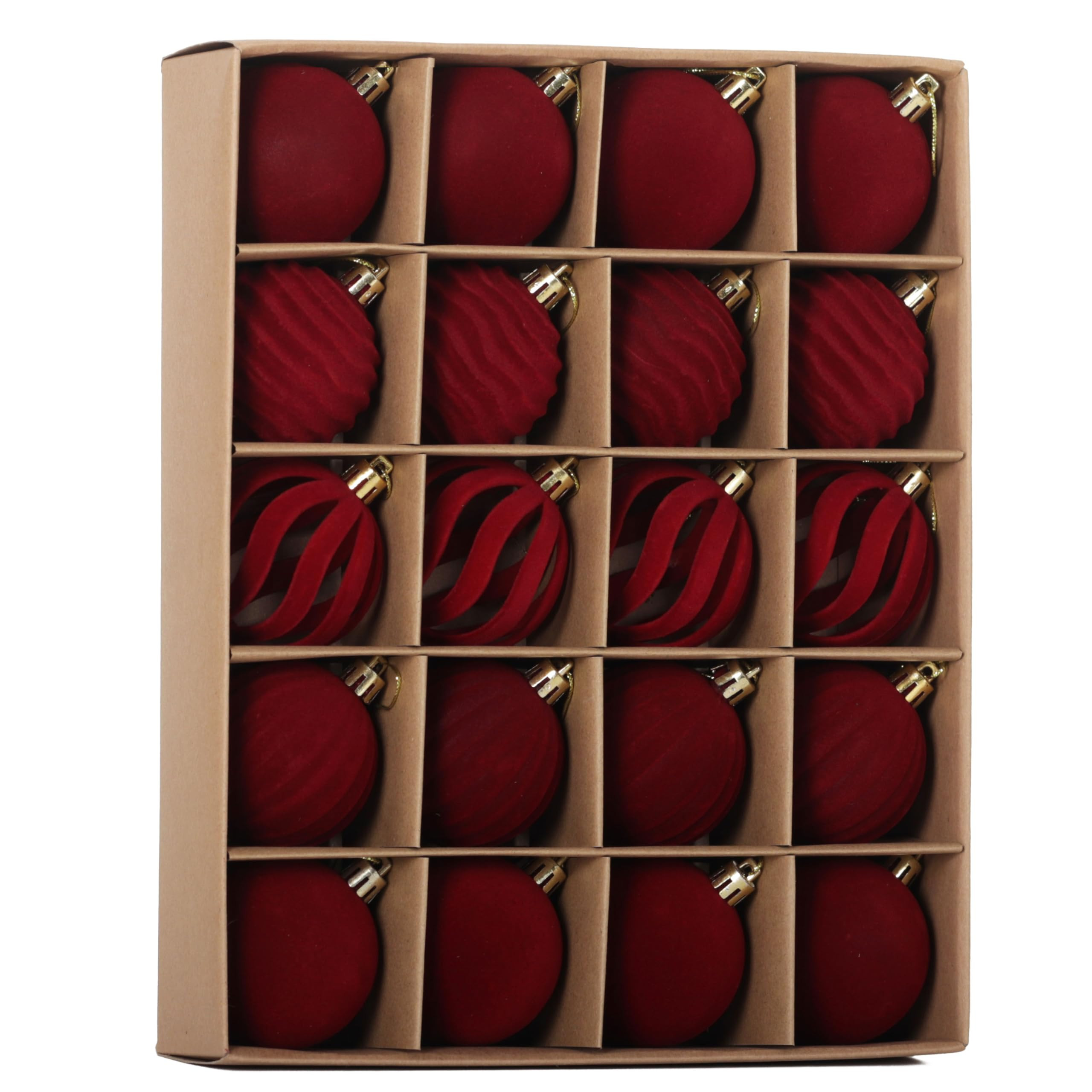 Senjie 20pcs Burgundy Velvet Christmas Ornaments Balls Flocked Christmas Tree 2.36 inch Plastic B... | Amazon (US)