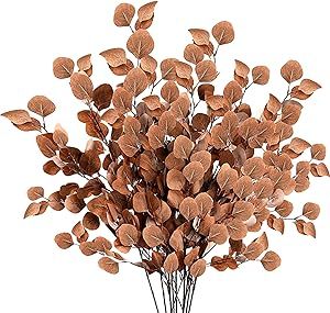 Sggvecsy 6 Pcs Fall Eucalyptus Leaves Artificial Eucalyptus Stems Long Silver Dollar Leaves Autum... | Amazon (US)