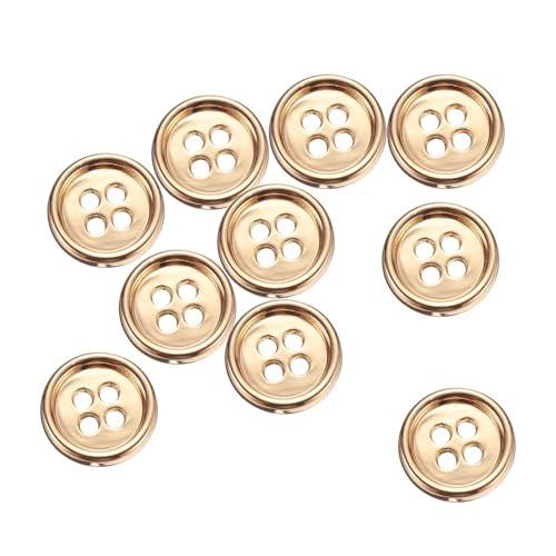 HARFINGTON 10pcs Metal Sewing Button, 12.5mm 4-Hole Round Suit Shirts Coats Clothes Sewing Buttons for Decoration Craft, Gold | Amazon (US)