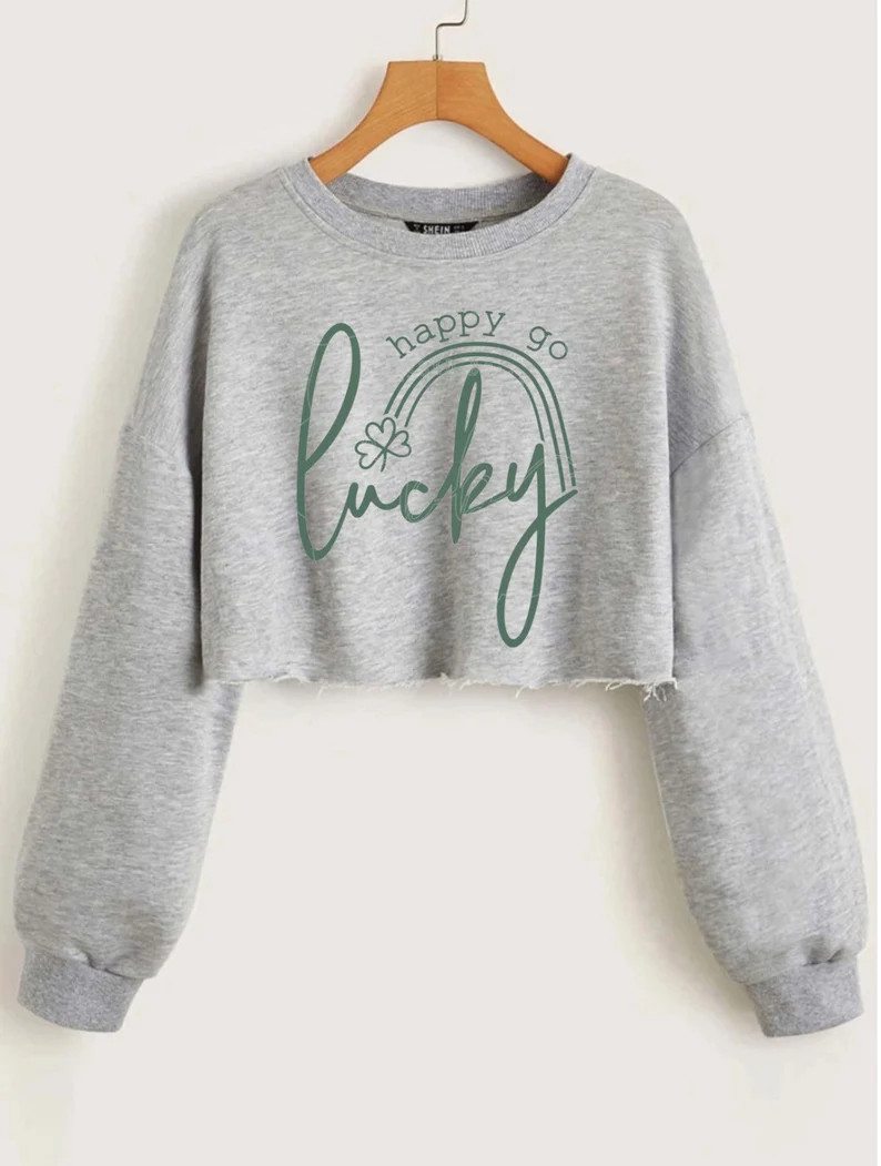 Happy Go Lucky Cropped Sweatshirt | Etsy | Etsy (US)