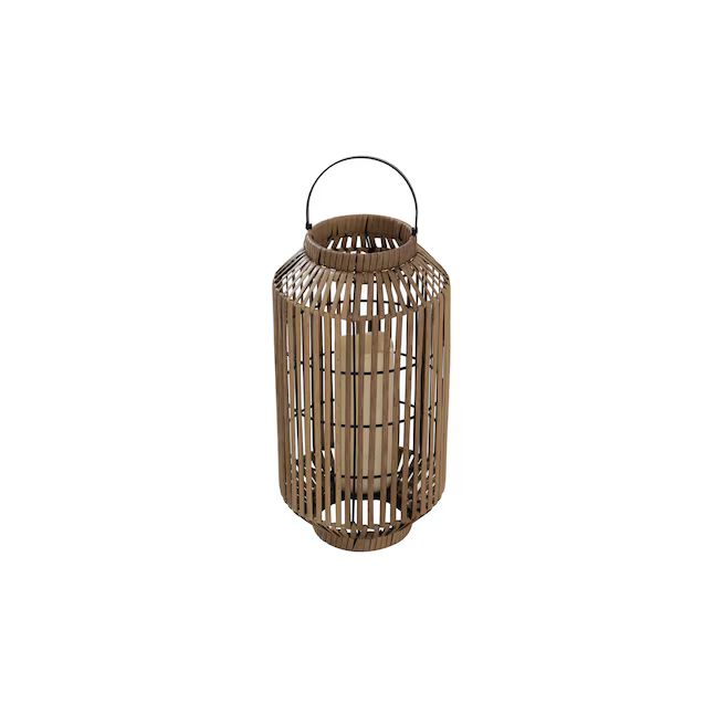 Style Selections 8.5-in x 15.9-in Brown Rattan and Black Powder Coat Rattan LED Light Outdoor Dec... | Lowe's
