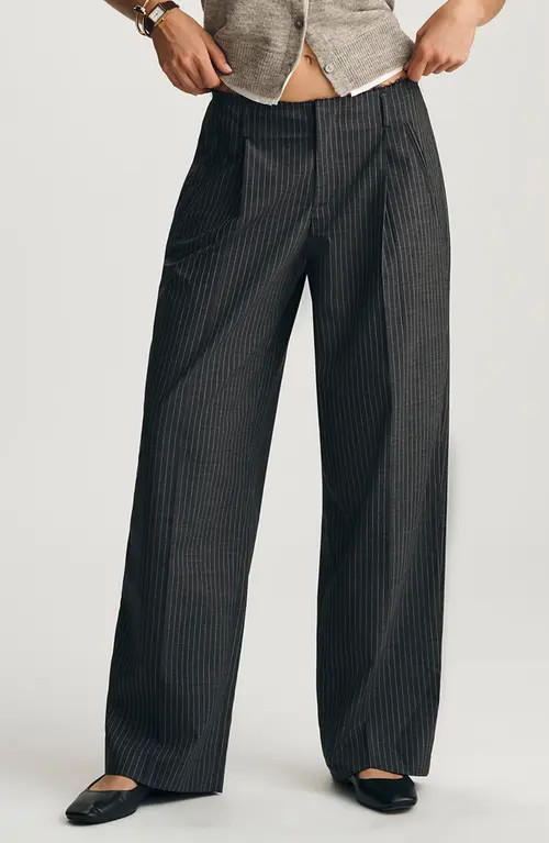 Mavi Jeans Pleated Pinstripe Pants in Antrasit Pin Stripe at Nordstrom, Size Small | Nordstrom