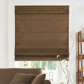 Belgian Chocolate Cordless Light Filtering Privacy Polyester Roman Shades 39 in. W x 64 in. L | The Home Depot