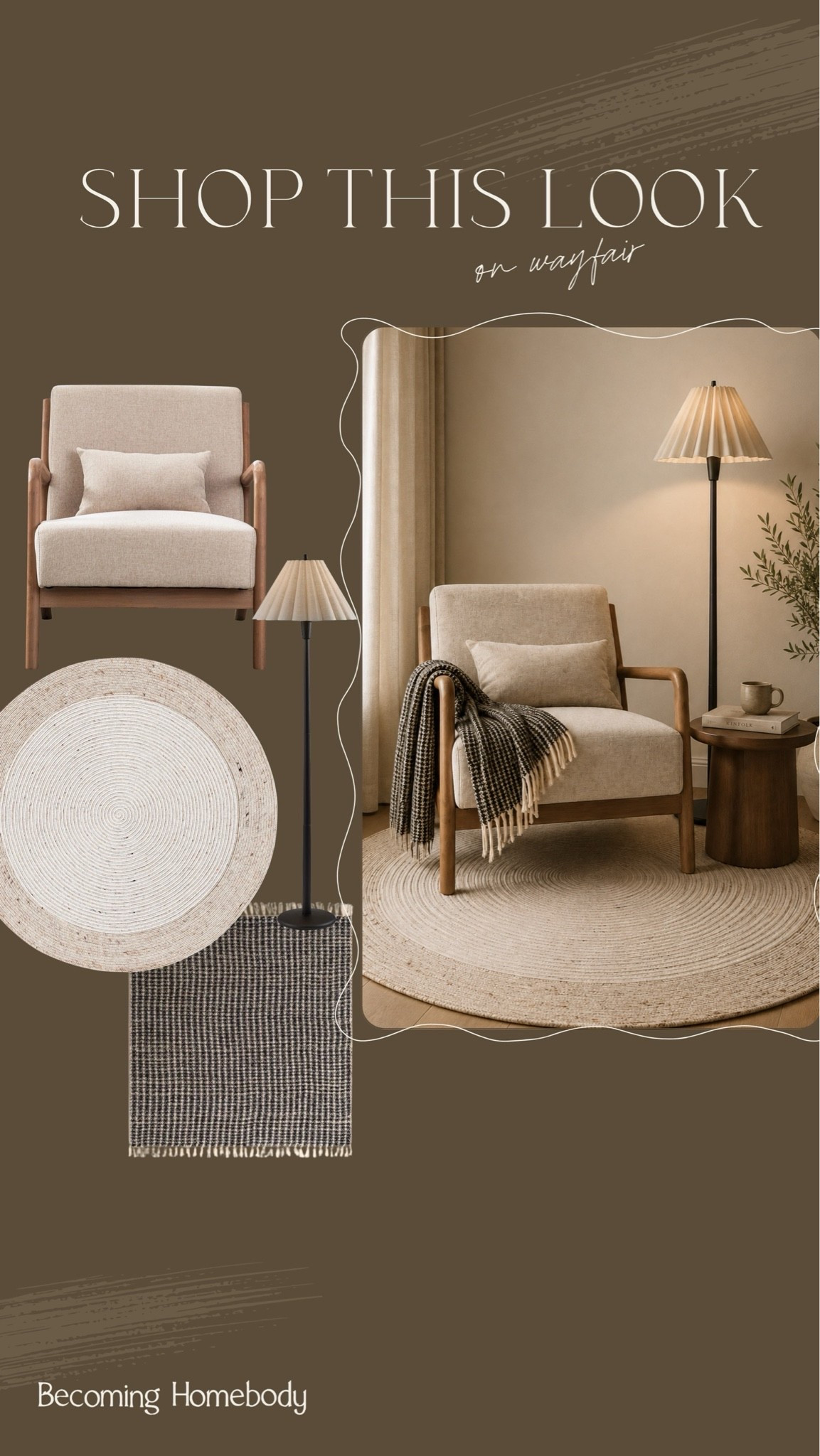 Shop this look on Wayfair! The prettiest neutral reading nook 🤎