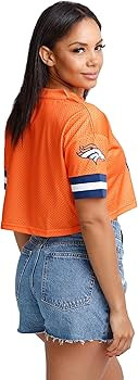 FOCO Women's NFL Ladies Fashion Gameday Jersey Mesh Crop Top Shirt | Amazon (US)