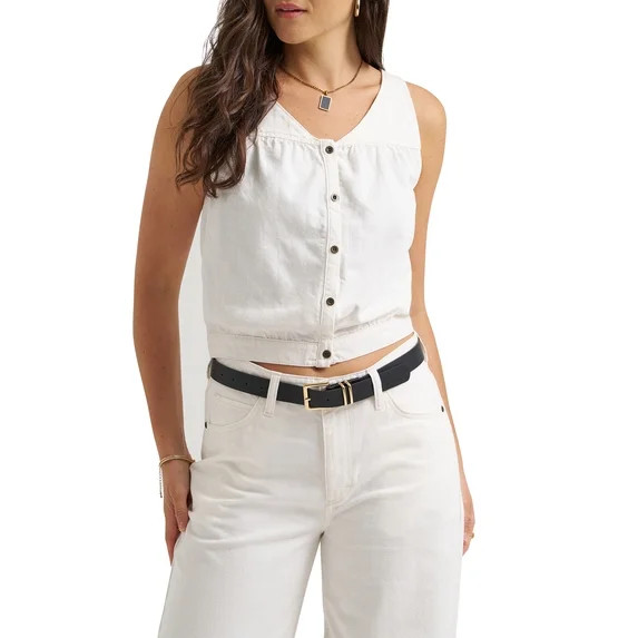 Lee® Women's Heritage V-Neck Sleeveless Button Down Top, Sizes XS-XXL | Walmart (US)