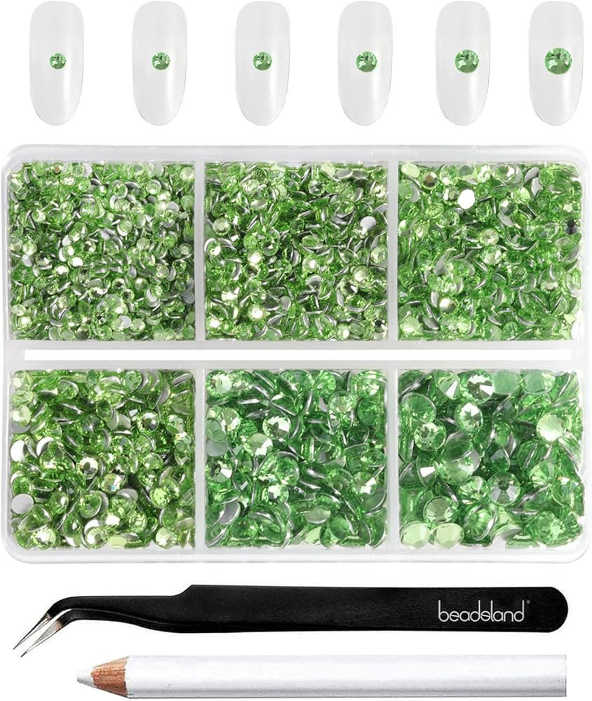 Beadsland 4300pcs Flatback Rhinestones,Light Green Rhinestones Nail Gems Round Crystal Rhinestone... | Amazon (US)