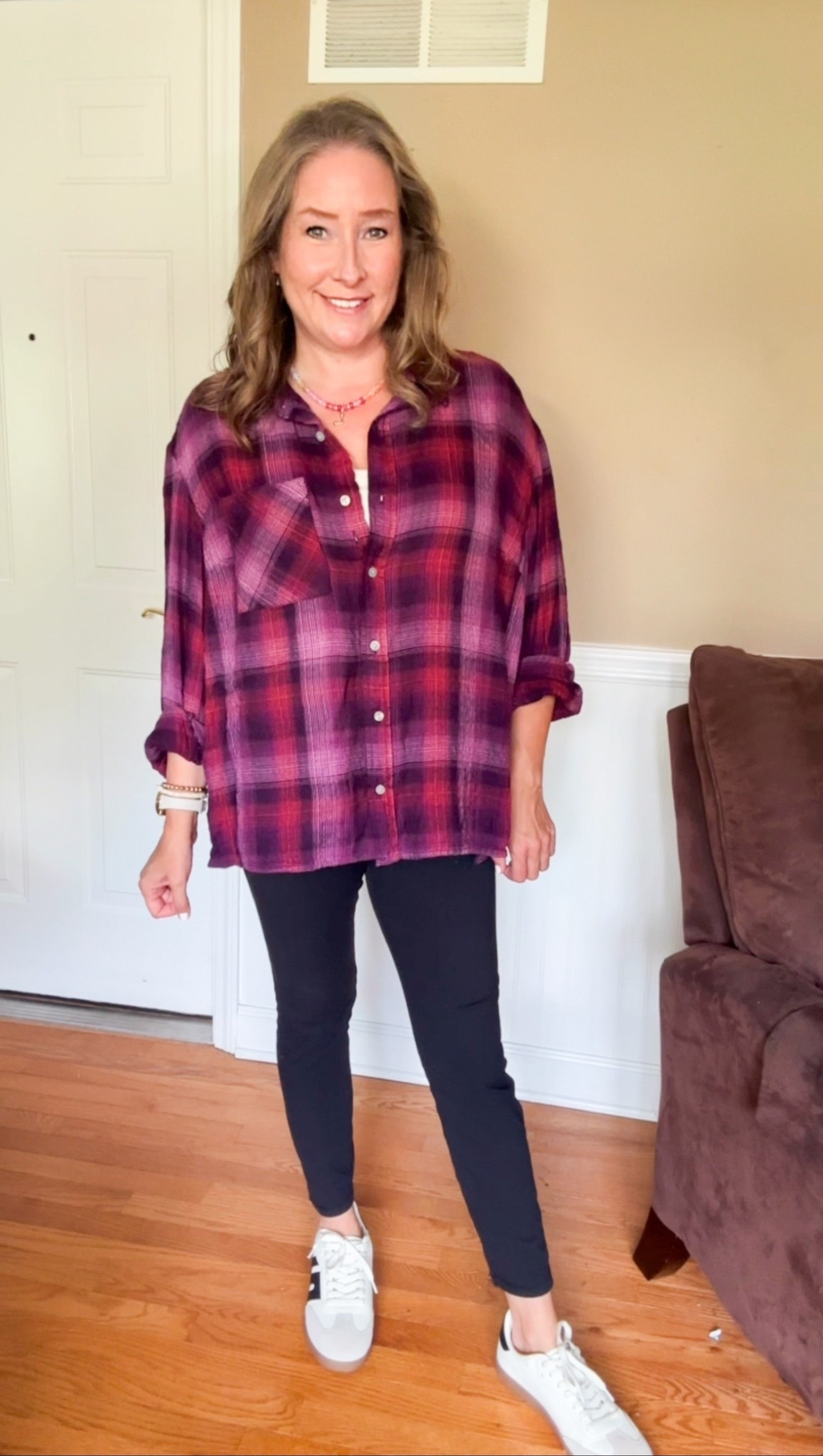 Loving this lightweight plaid shirt for Fall!  

#LTKMidsize #LTKOver40 #LTKFindsUnder50