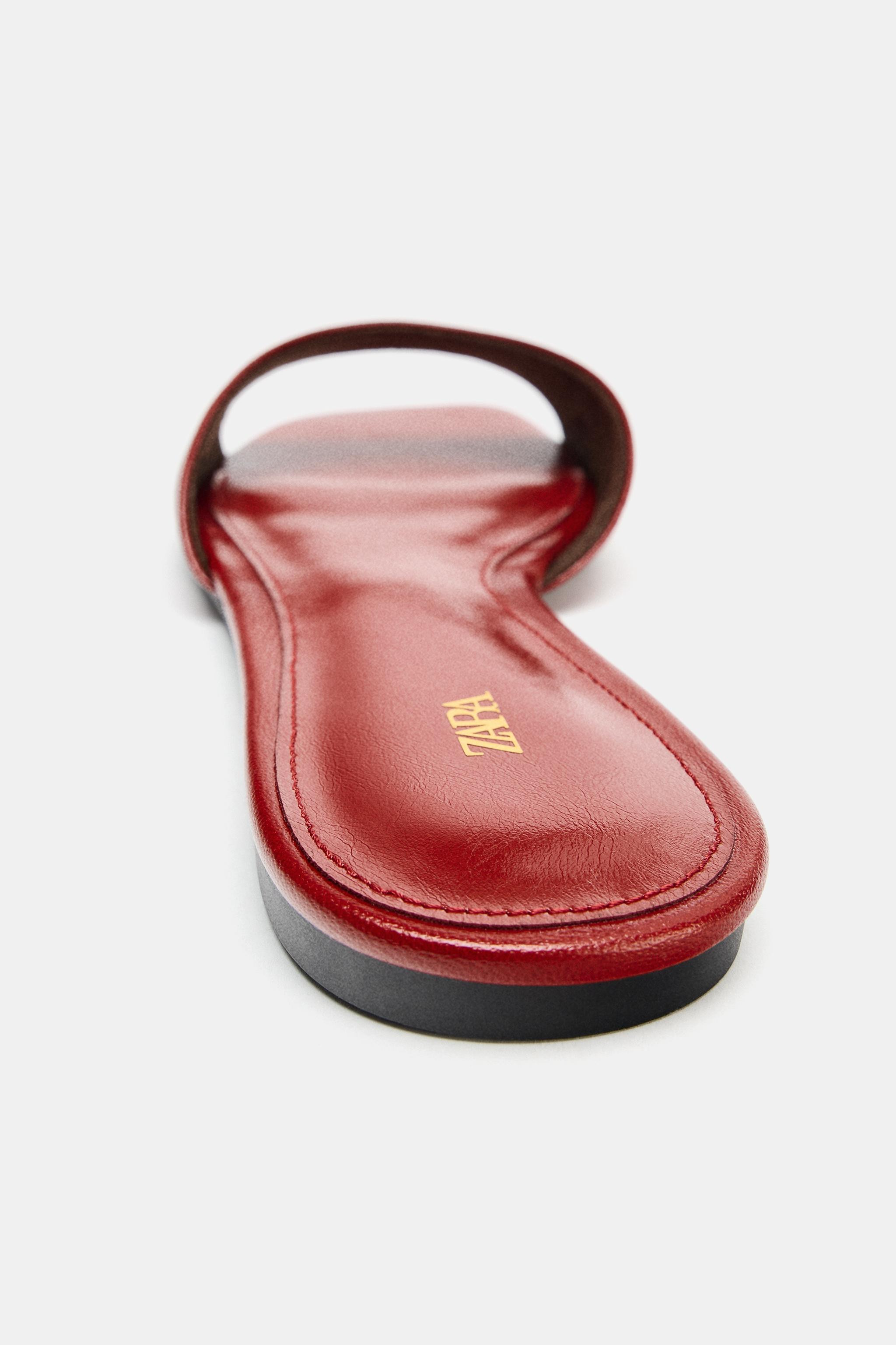 FLAT LEATHER SANDALS | Zara US