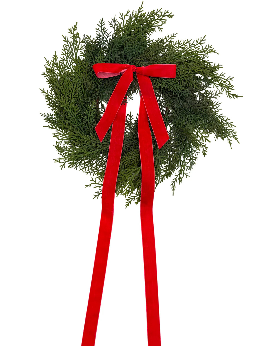 Traditional Red Mini Cedar Cabinet Wreaths with Ribbon | Journey Decor