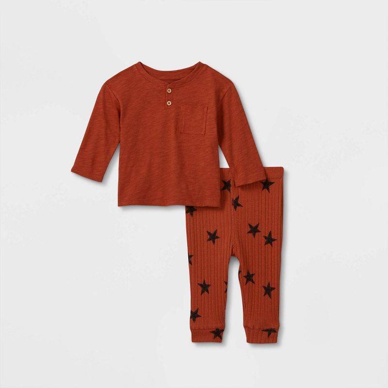 Grayson Collective Baby 2pc Ribbed Star Top & Bottom Set - Red | Target