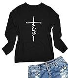 Qrupoad Women Cross Faith Graphic Tees Christian T Shirt Shirts for Religious Gift | Amazon (US)