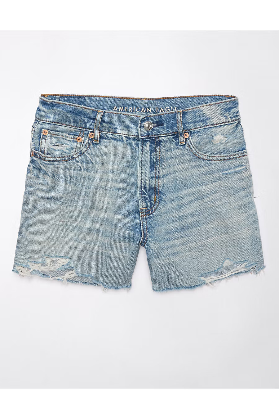 AE Strigid Super High-Waisted Relaxed Distressed Denim Short Women's Royally Light 18 | American Eagle Outfitters (US & CA)