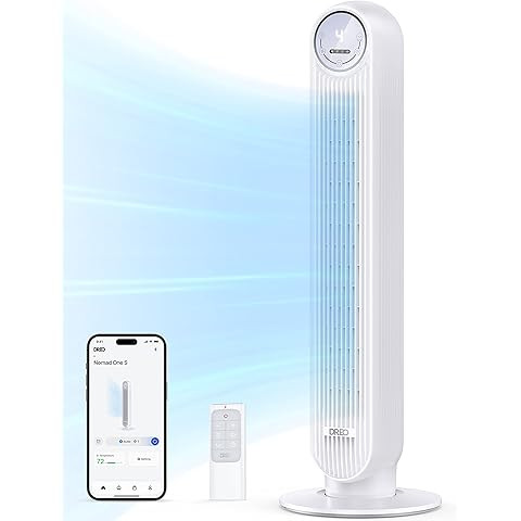DREO Tower Fan for Bedroom, 2026 Upgraded DC Motor, 28ft/s High Velocity, 20dB Ultra Quiet Standi... | Amazon (US)