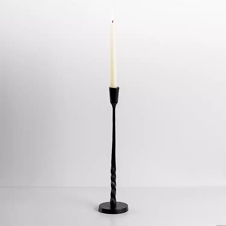 Black Metal Twisted Taper Candle Holder, 15 in. | Kirkland's Home
