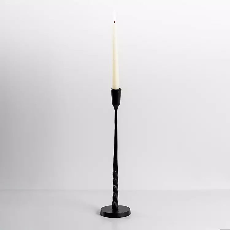 Black Metal Twisted Taper Candle Holder, 15 in. | Kirkland's Home