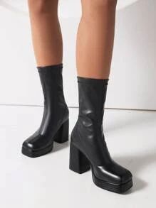 Square Toe Chunky Heeled Sock Boots
   SKU: sx2207101168301121      
          (140 Reviews)
    ... | SHEIN