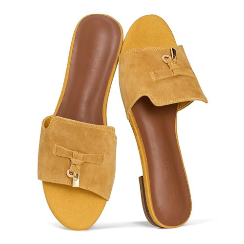 Project Cloud 100% Genuine Leather Sandals Women Dressy - Non-Slip Womens Sandals with Memory Foam Insole Slides for Women Footwear - Lightweight Flat Sandals for Women 2026 (Cannes, TUMERICSDE,6M) | Amazon (US)