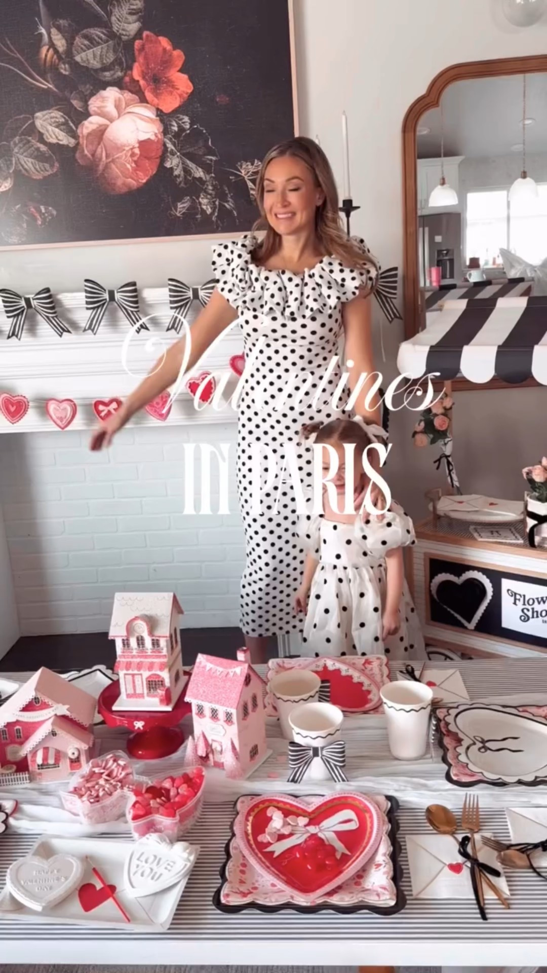 Love how my little Parisian flower shop turned out! I needed a little “Kirsten in Paris” moment this valentine season and all the goodies from @mymindseyeinc were so perfect! Use code Kirsten10 for your order! #valentines #valentinedecor #emilyinparis #valentineparty #twinmom