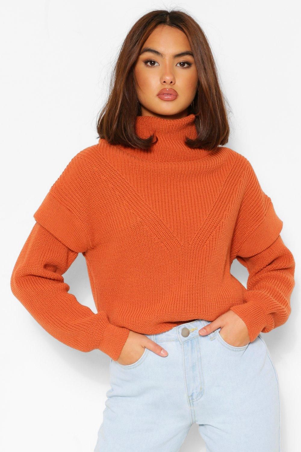 Womens Shoulder Detail Sweater - Orange - S | Boohoo.com (US & CA)