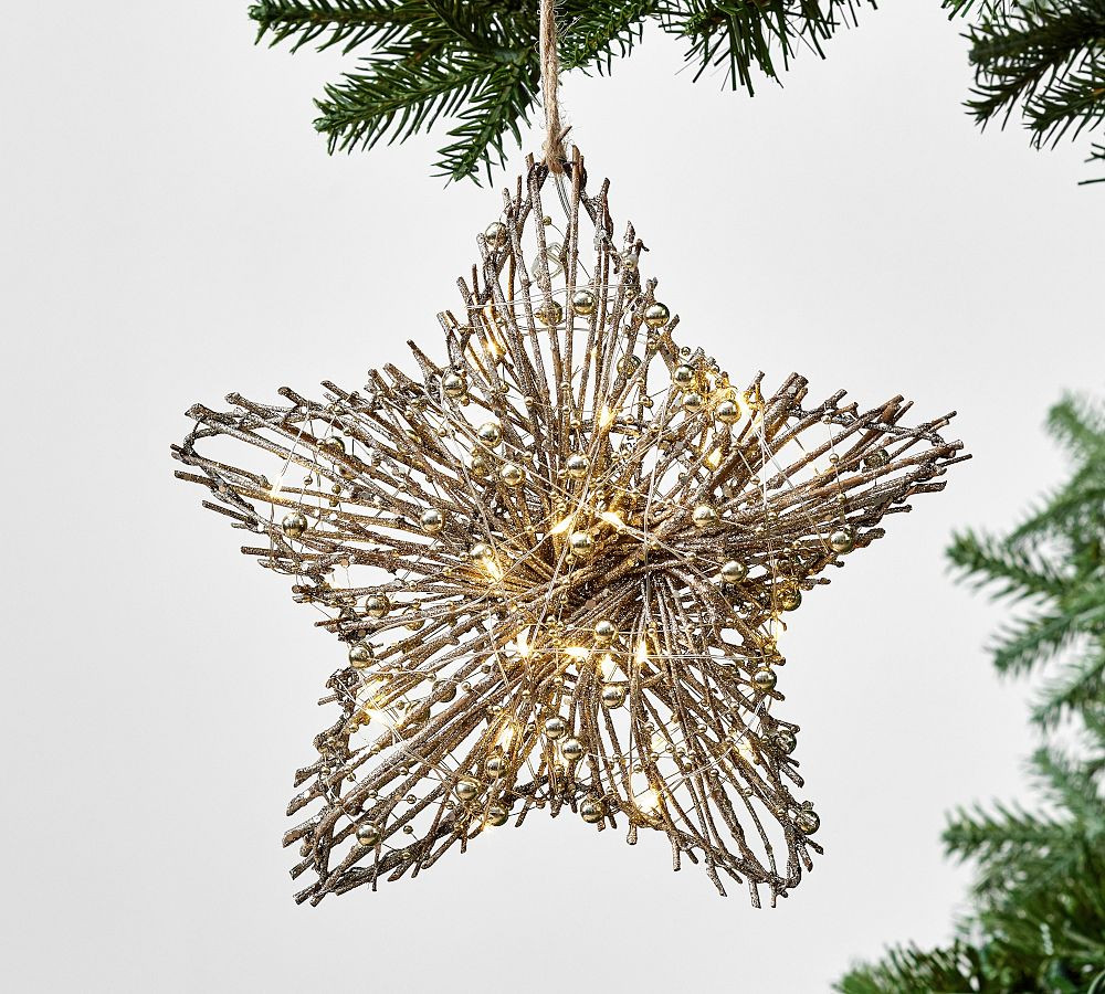 Lit Wooden Star Ornament | Pottery Barn (US)