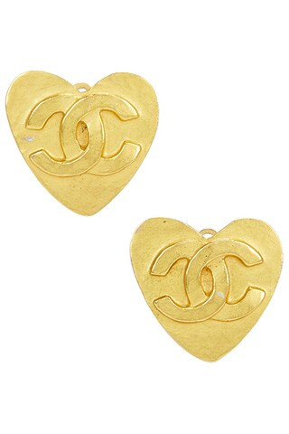 Chanel 1995 CC Heart Clip-On Earrings | FWRD 