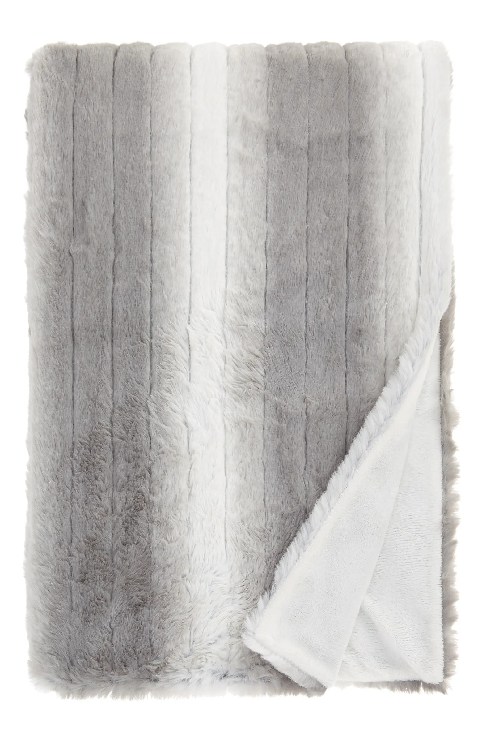 Stripe Faux Rabbit Fur Throw Blanket | Nordstrom