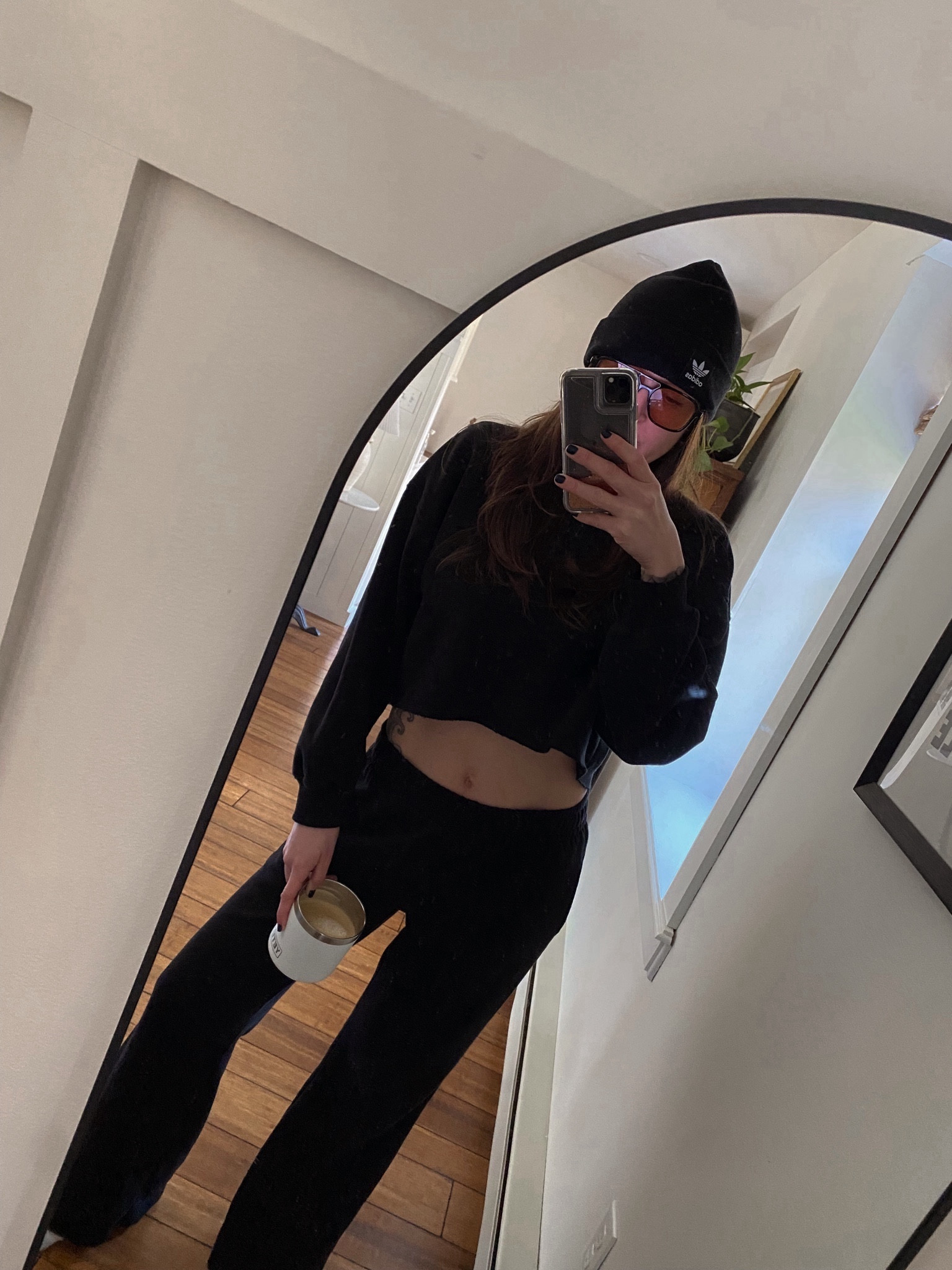 🖤 all black everything 
Sweats run smaller. 
Wearing medium in both 

#LTKfindsunder50 #LTKstyletip