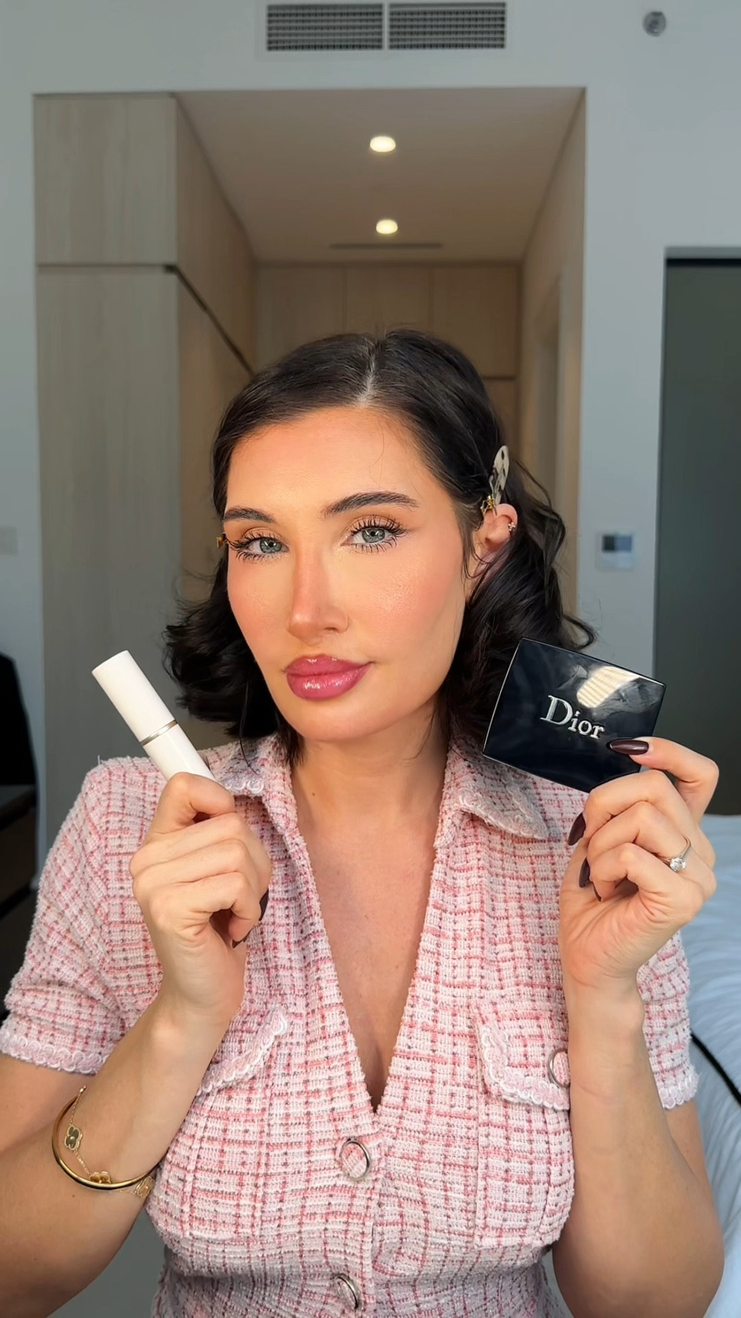 Glow balm vs highlighter 
Glow balm shade: clear 
Dior Rouge Blush Colour & Glow: 757 Wildior