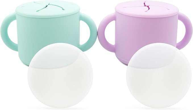 WeeSprout Snack Containers, Food Grade Silicone Cups, Spill-Proof Tops For Toddlers and Babies, P... | Amazon (US)