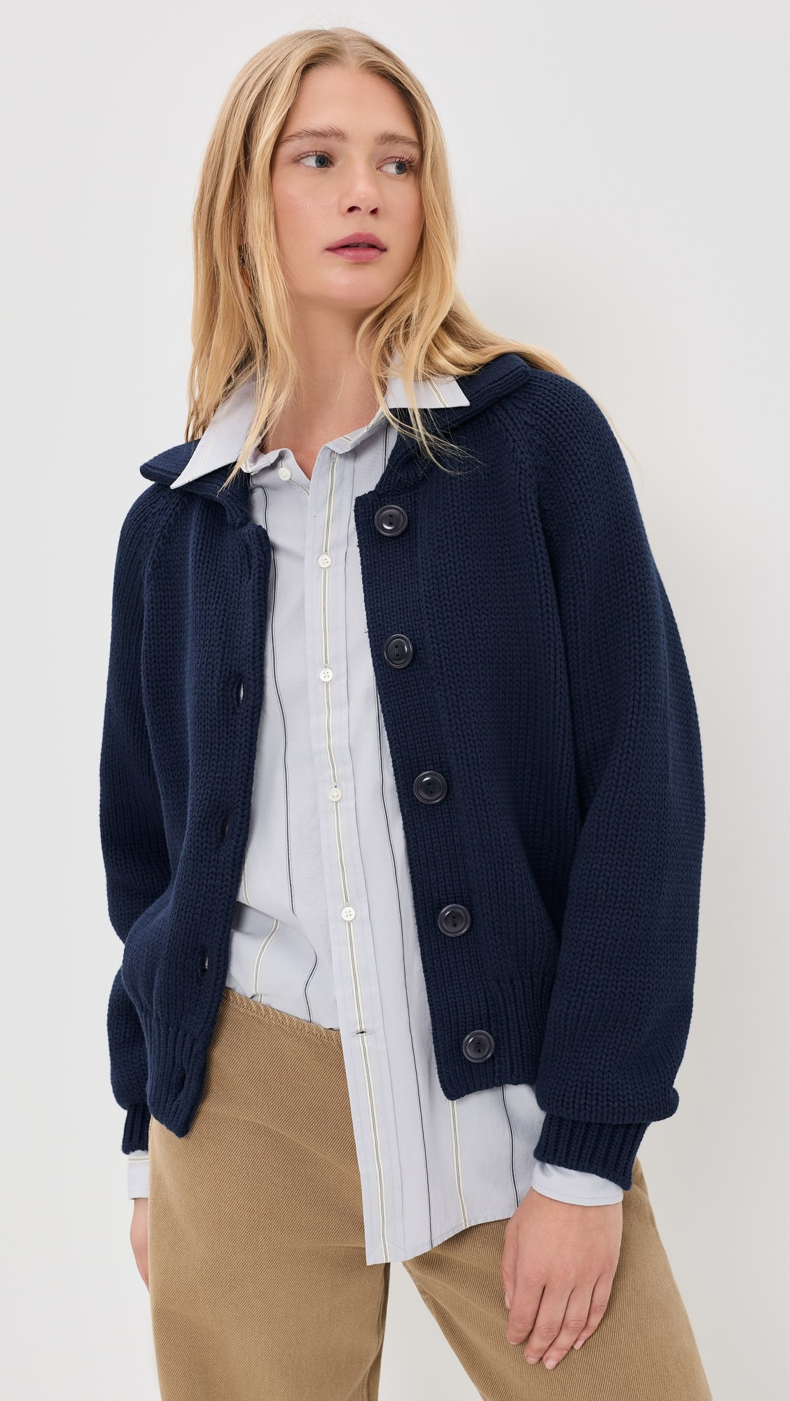 Cotton Long Sleeve Collared Cardigan | Shopbop