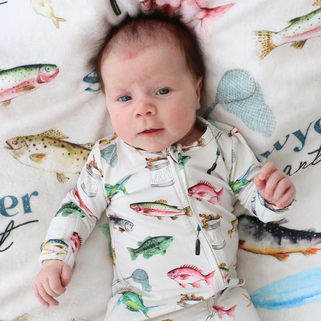 Gone Fishing Zipper Footie | Caden Lane