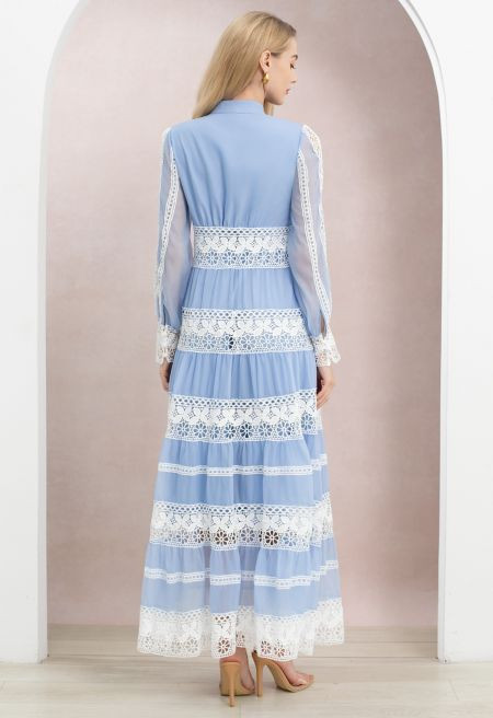 Soft Sonata Floral Lace Panelled Maxi Dress for Tea Parties & Beach Vacations | Chicwish