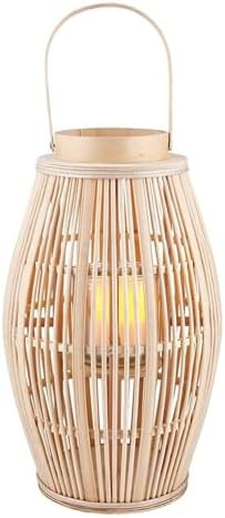 47th & Main Bamboo Hurricane Lantern with Handle Woven Natural Rattan Boho Hanging Candle Holder ... | Amazon (US)