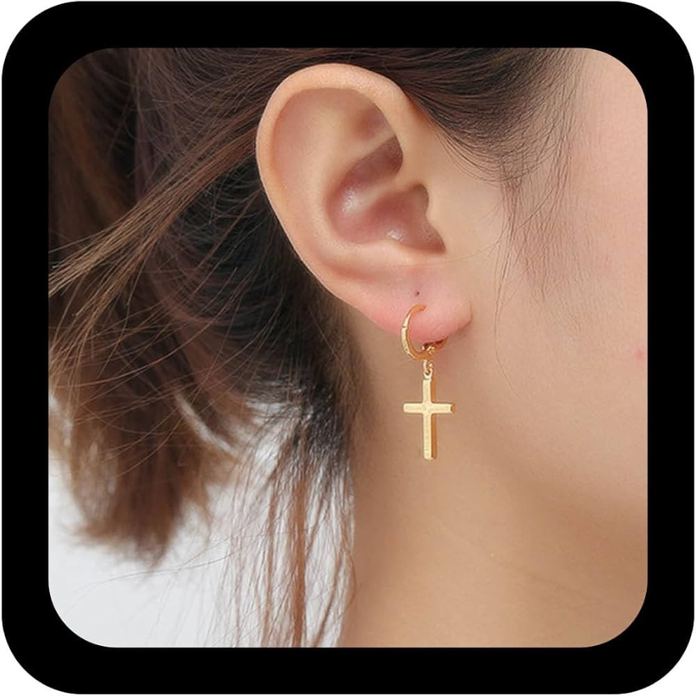 YienDoo Vintage Cross Hoop Earrings Cross Drop Earrings Gothic Religious Christian Cross Dangle E... | Amazon (US)