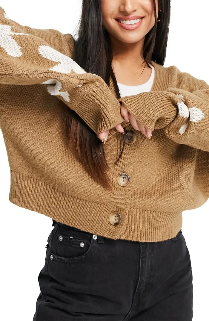 Topshop Flower Motif V-Neck Sweater | Nordstrom | Nordstrom