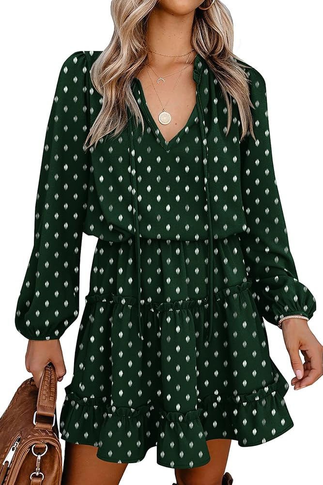BTFBM Women Long Sleeve Casual Summer Fall Dress       
Material: Polyester | Amazon (US)