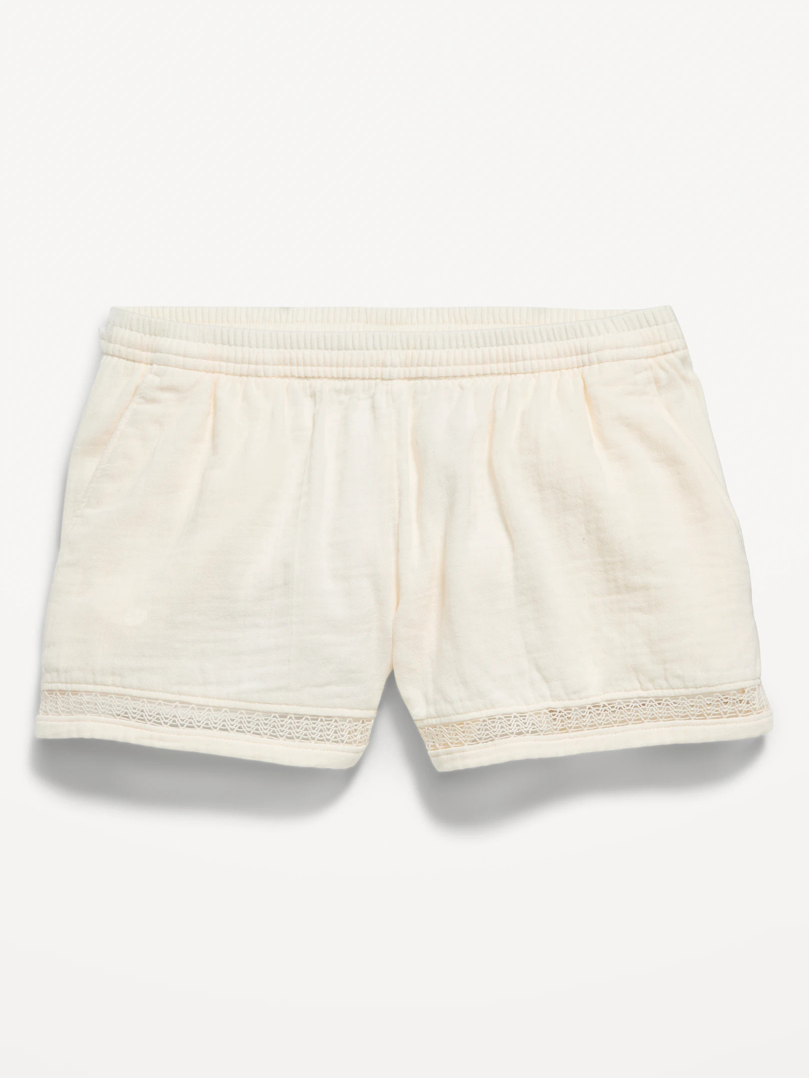 Double-Weave Crochet-Trim Shorts for Girls | Old Navy (US)