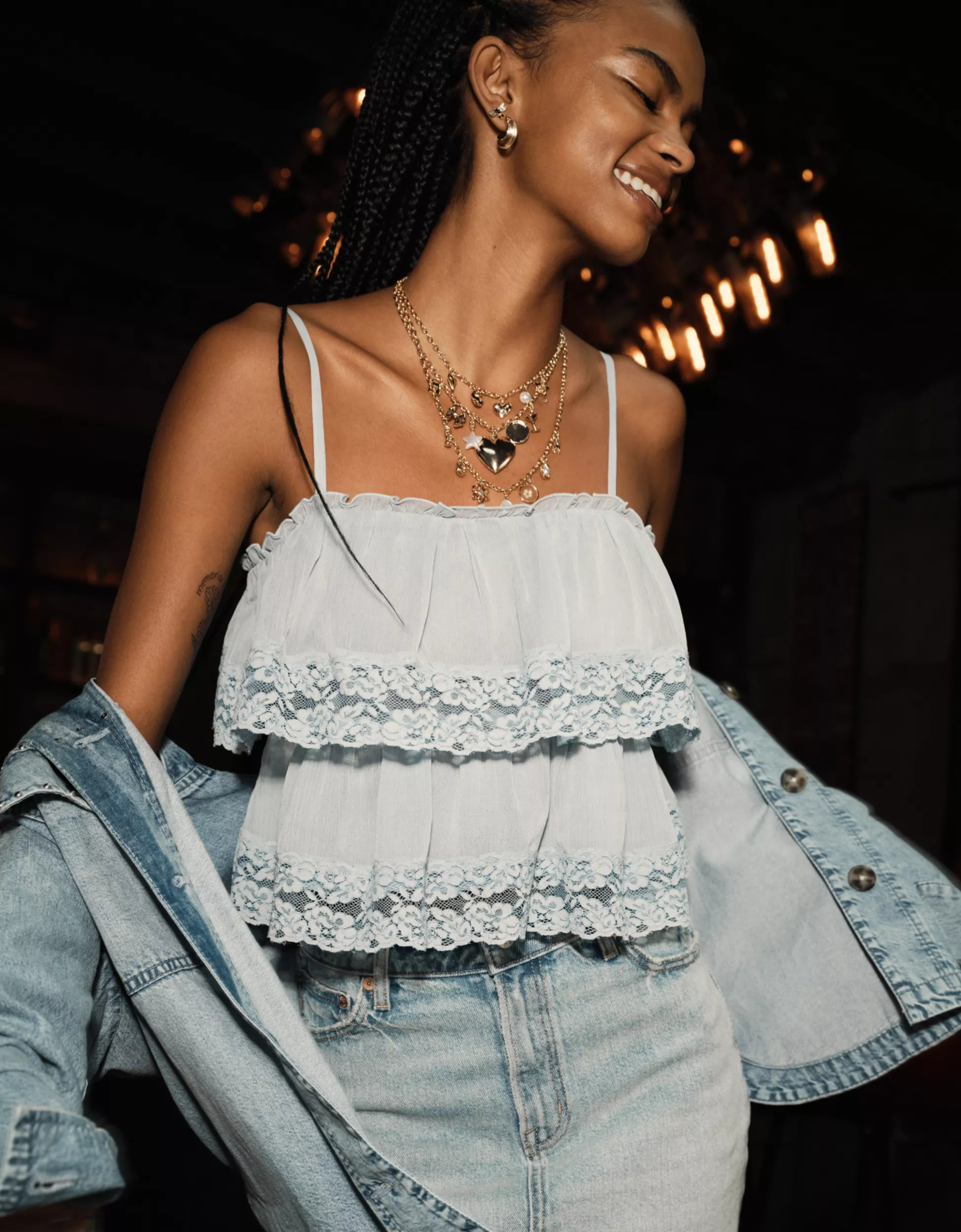 AE Chiffon Tiered Ruffle Tank Top | American Eagle Outfitters (US & CA)